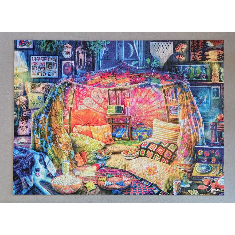 Buffalo Games Blanket Fort 1979 1000 pc Aimee Stewart Complete Puzzle 2022 Dog - Picture 5 of 7